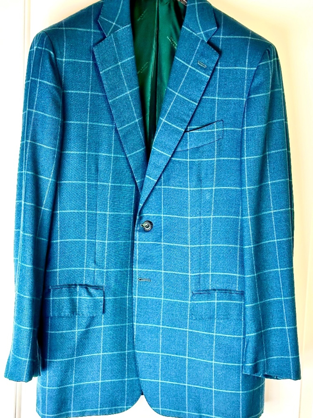 Kiton Silk & Cashmere Windowpane Sports Blazer Mens SZ US 40 / IT 50